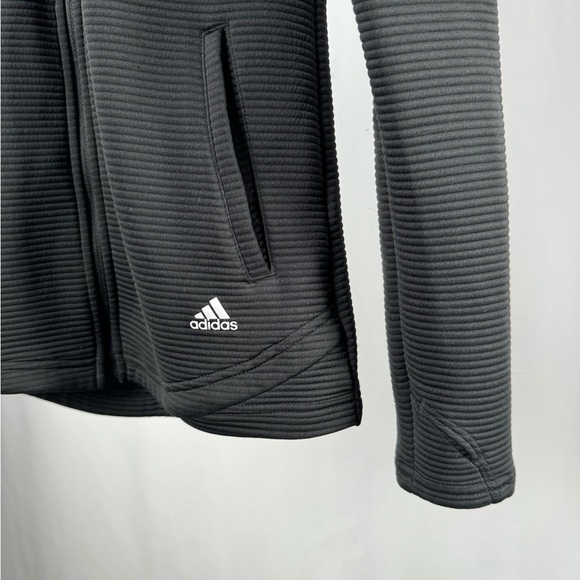 Adidas Golf Thumb Hole‎ Full Zip Textured Jacket in Black Size Small - Picture 2 of 7